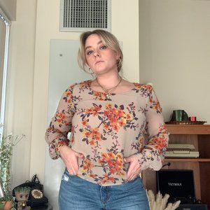 Floral Tan Blouse